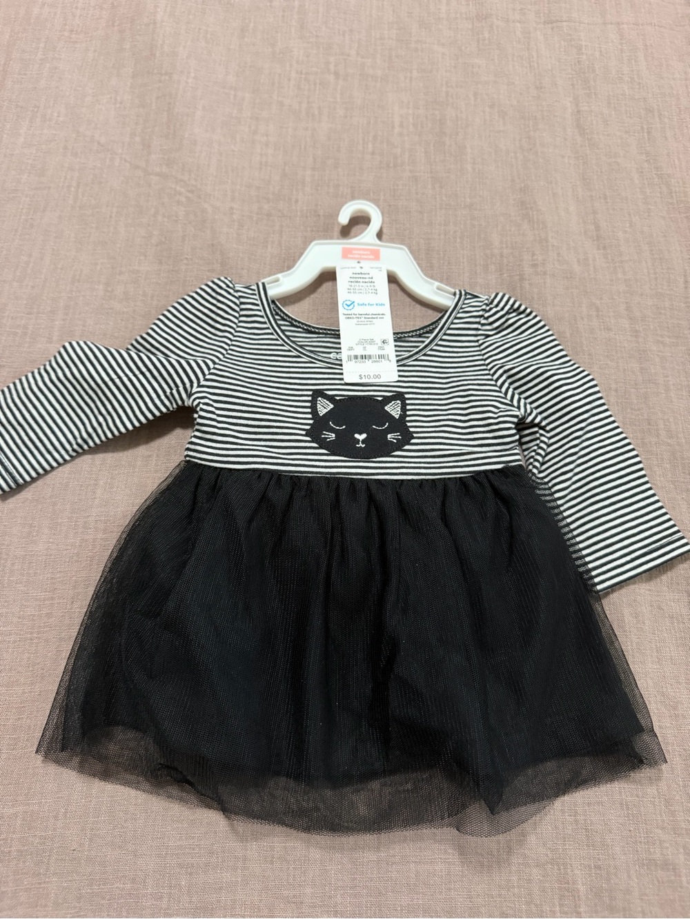 NWT Carters Halloween Black Striped Cat Tulle Dress with Bloomers Size Newborn